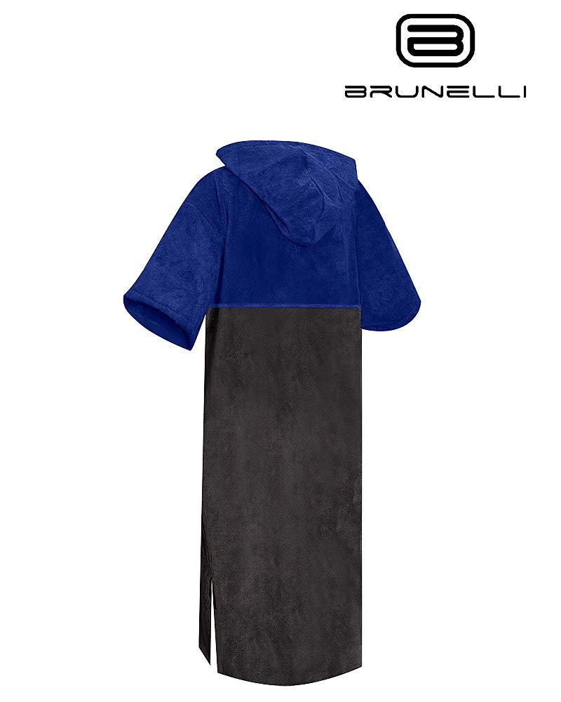 Brunelli Poncho Überzieher Bademantel Handtuch Schwimmen Kite Surfen 100% Baumwolle Grey-Blue