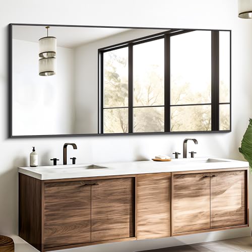 DESBING Black Bathroom Mirror for Wall, 72x30 Inch Rectangle Mirrors with Metal Frame, Modern Vanity...