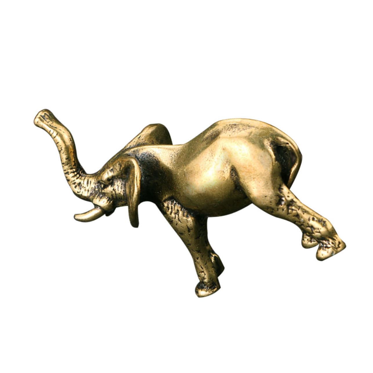 IMIKEYA Adorno de tiburón de latón Mini Estatua de Elefante Estatua de Feng Shui Escultura de Elefante decoración de Elefante de Mesa Interior estatuas de Elefantes de Bronce Golden