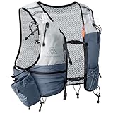 Haimont Lightweight Running Vest with Dual 500ml Soft Flasks, Hydration Water Pack for Women Men with Water Bottles, Unisex Trail Runner Vest for Hiking, 8L, M, Gray