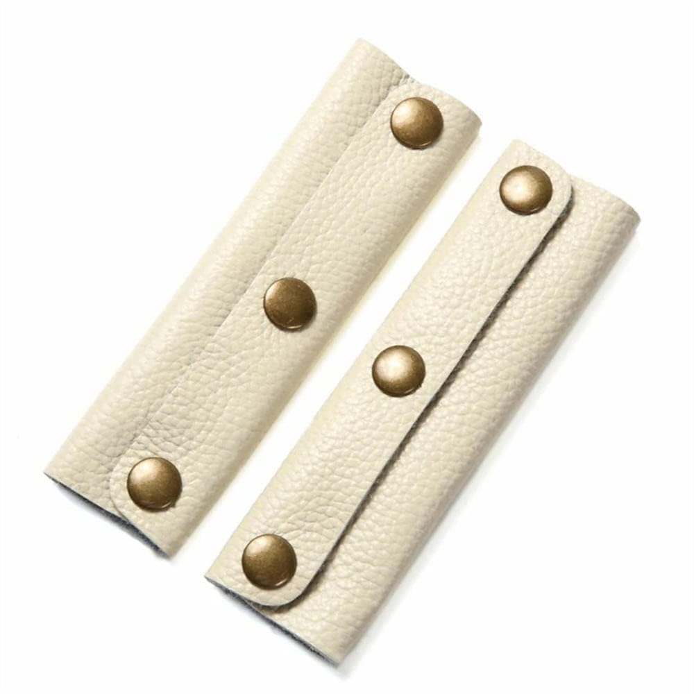 IUAQDP 2 Pieces Handbag Handle Leather Wrap Cover, Luggage Bag Grip Protector Saddle with Brass Clasp, Soft Purse Strap Pad Identifier for Shopping Bag Travel Bag Suitcase Tote Bag Wallet, Beige-image-14