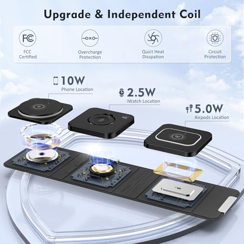 Houego Z22 Wireless Charger For Iphone - 3 In 1 Charging Station For Apple Multiple Devices, Foldable Magnetic Mag-Safe Travel Charging Pad thumb #6