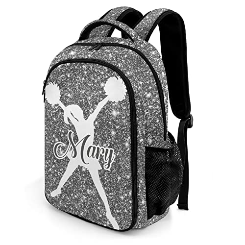 Custom Cheerleader Backpack Custom Name Large Capacity Shoulder Bags for Sports Party Bling Sliver Print Simple Cheer2