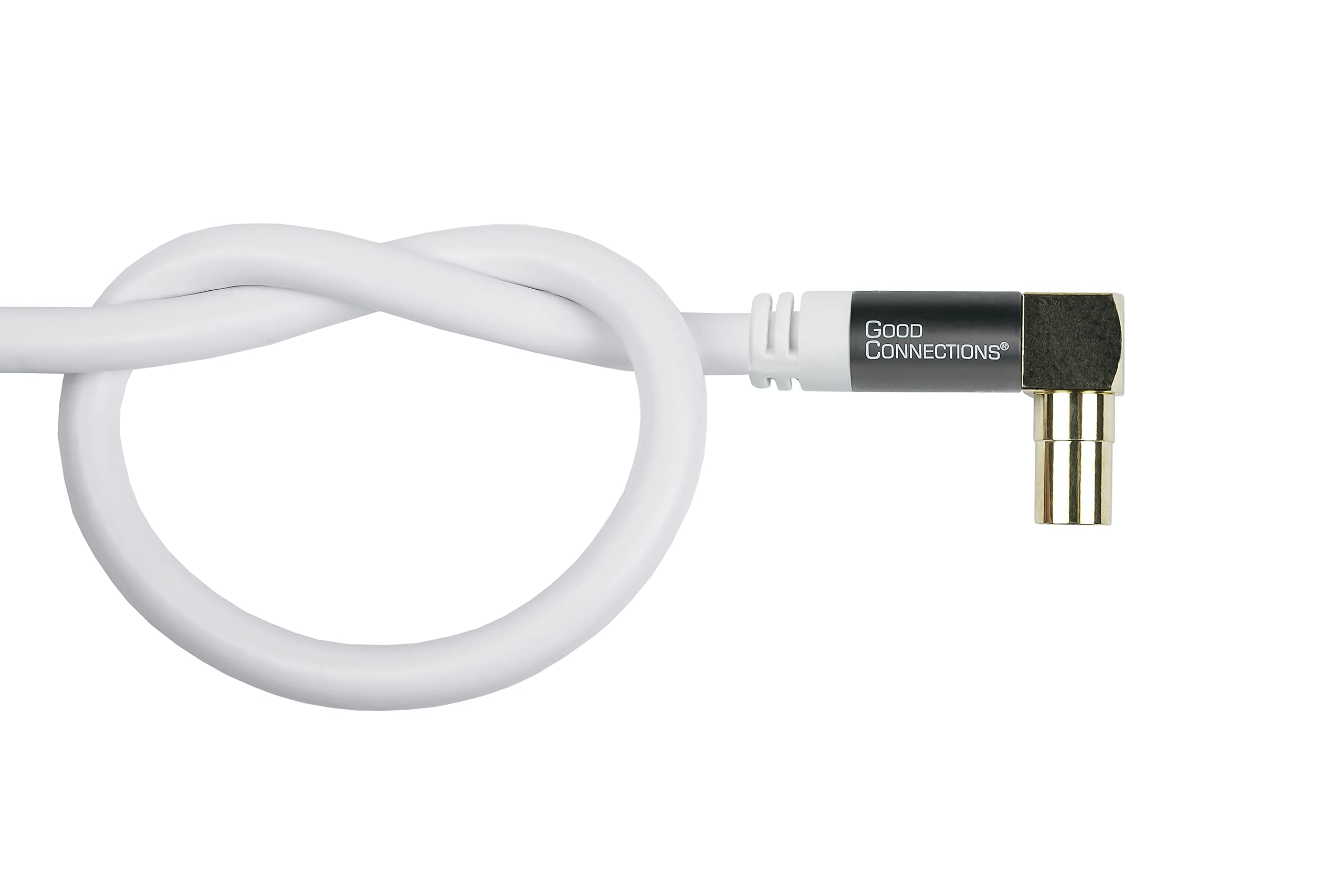Good Connections Alcasa GC-M2070 SmartFLEX TV Winkel-Antennenkabel, 30 m, IEC/Koax Stecker gewinkelt an Buchse, 4-fach geschirmt/120dB/75 Ohm, vergoldete Anschlüsse Weiß - Alcasa