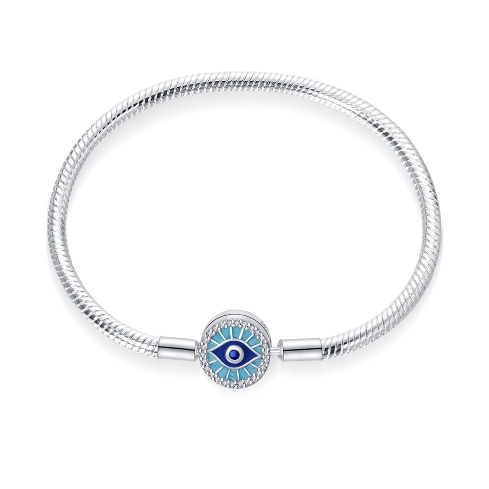 HappyStar Pulsera Serpiente Plata de Ley 925 Pulsera mujer,pulseras Bead Charm para mujer, pulsera de plata de ley con cierre Regalos para mujeres.
