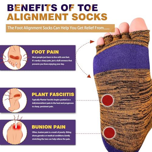 Image of KAVIAR Toe Separator Socks, Foot Alignment Socks with Toe Separators,Split Toe Socks,Yoga Sports Gym Socks for Men or Women