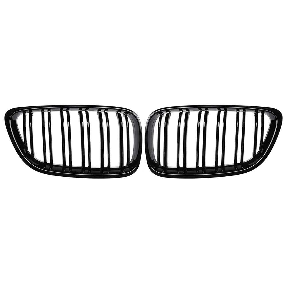 1 Pair Front Bumper Grills Racing Grille Grill Double Line For Bmw 2 Series F23 F22 F87 M2 2014-2018 Gloss Black