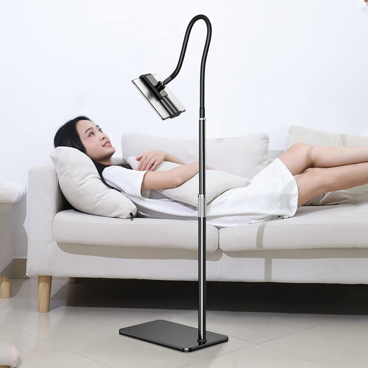 BKHsgDXJ Phone stand Flexible Gooseneck Phone Stand Holder 60 Inch Tall Floor,Universal(Black)