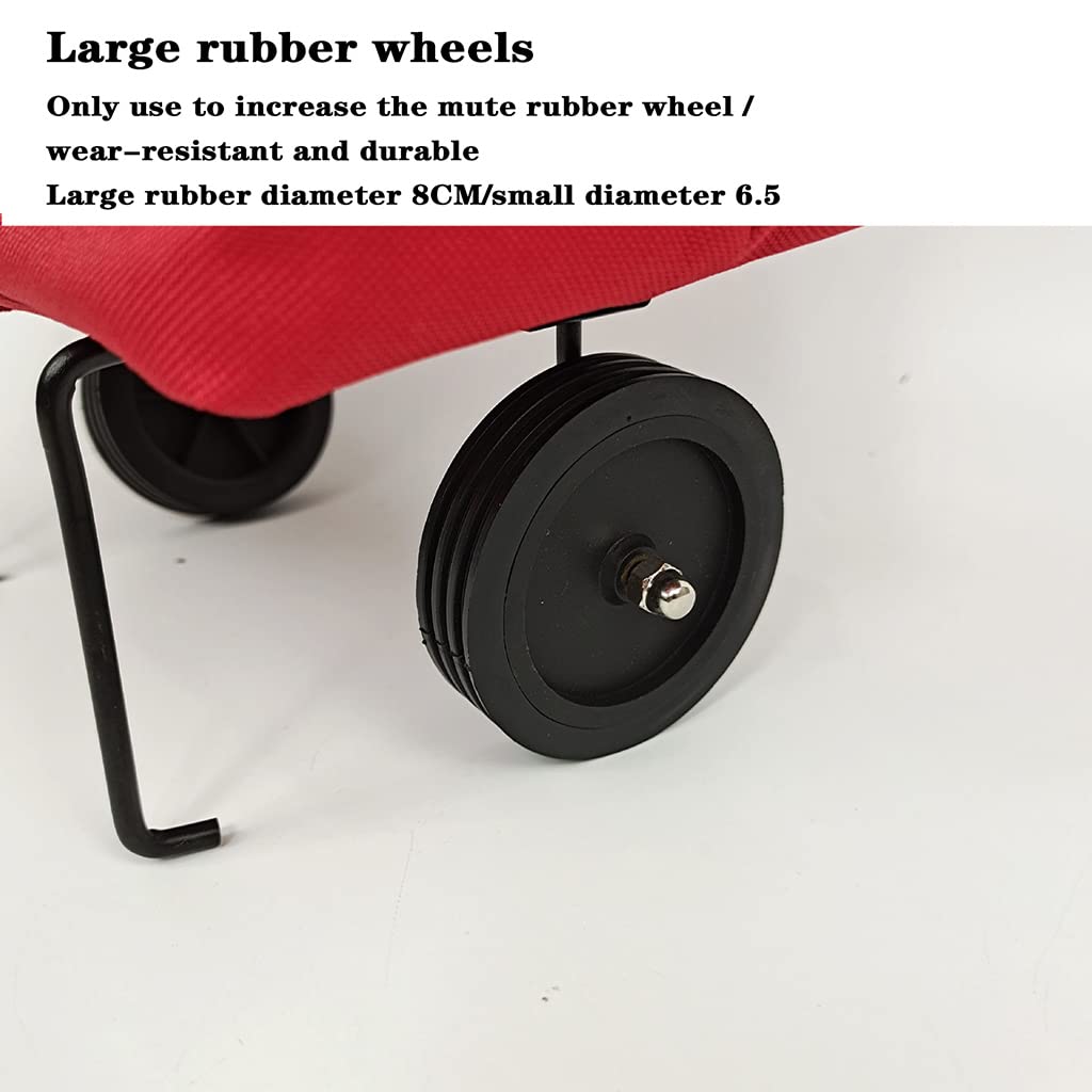 Bolsa de la compra plegable con ruedas – Bolsa reutilizable para el mercado de comestibles y el hogar, carrito rojo para un fácil transporte y almacenamiento