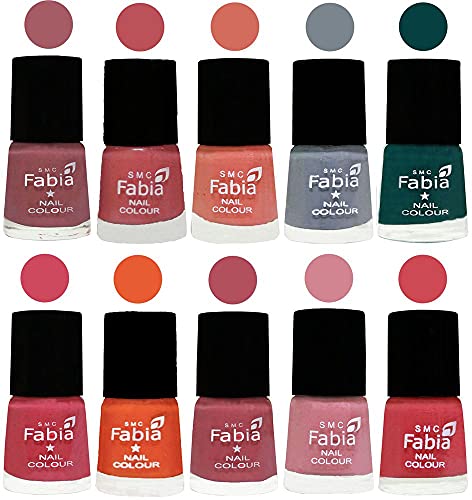 Image of ALL IN ONE (PACK OF 10), Long Lasting Glossy Nail Polish, 6 ml Each, All Vibrant Colours,01982