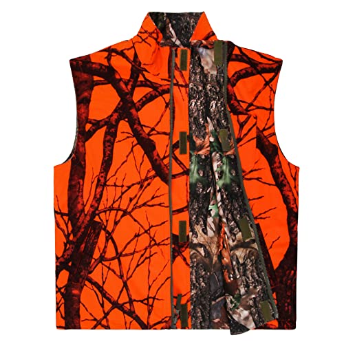 GUGULUZA Camo and Orange Hunting Reversible Vest, Game Vest Jacket for Hunting Camping (M-4XL)2
