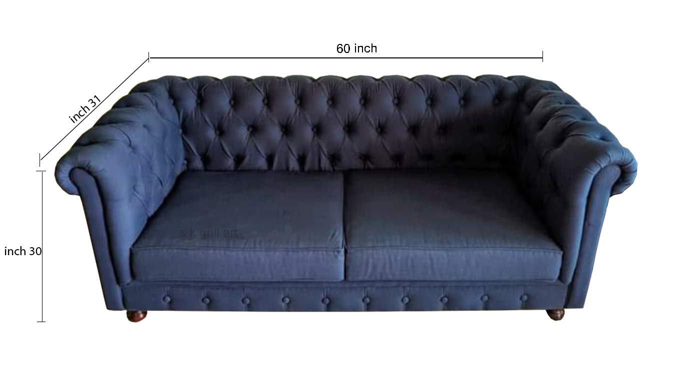 s k grill art Sofa (2 Seater, Blue)