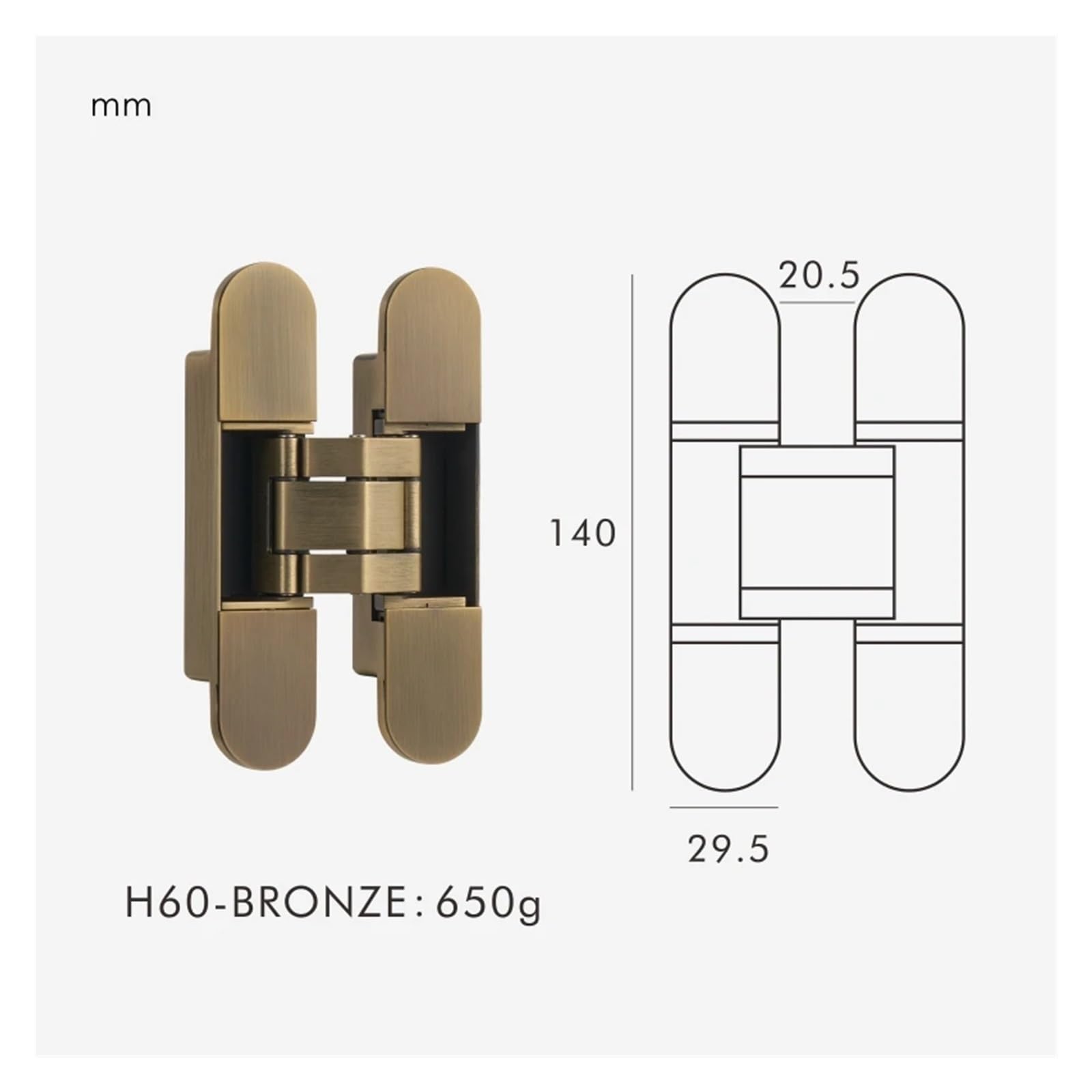 eufeifeiegds Zawiasy do drzwi Nurlin Invisible Door Hinges 3D Regulowane zawiasy ukryte Błyszczące złoto Czarny Jasny chrom Zawias czołowy ze stopu cynku Wytrzymały wefeiegds(H60-AB)