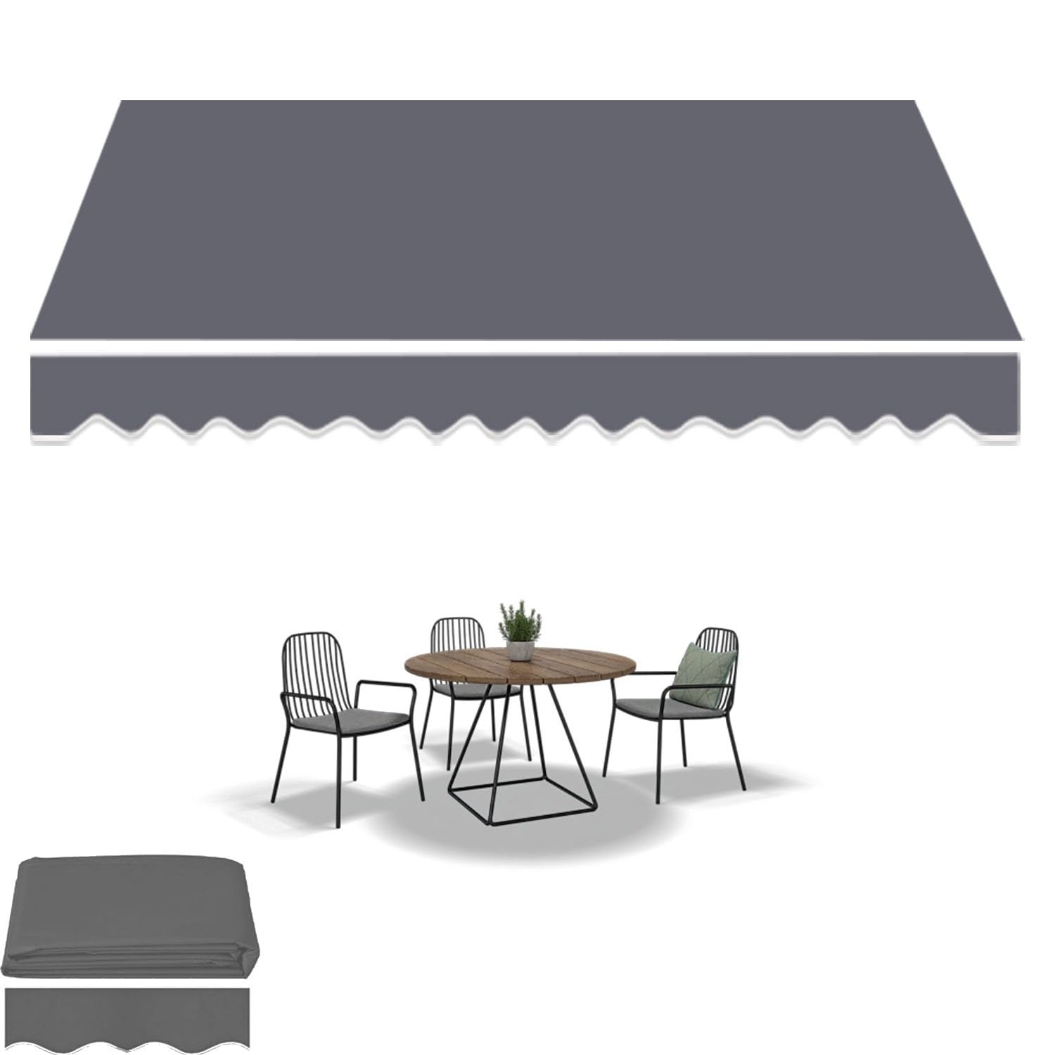Wysuwana wymiana tkaniny markizy - płótno przeciwsłoneczne na patio, podwórka i tarasy - dostępne w rozmiarach 23 x 11,5 m (szare, 7 x 1,5 m)
