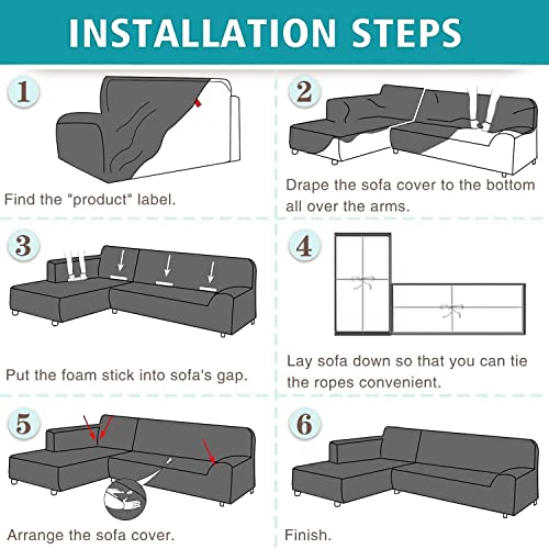 Stretch Sofa Slipcover L Shape Sofa Covers For Sectional Sofa Set,Couch Covers Chaise Lounge Covers For Dogs Pets Kids,Furniture Protector Covers For 3 Cushion Couch For Living Room(Black,3+3 Seat) #TOP4