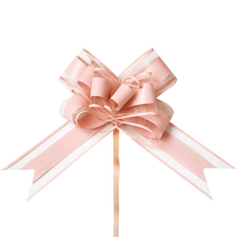 Kokarda samochodowa 10 Dekoracja Prezent Kwiaty Dekoracja Ślub Samochód Prezent Opakowanie Kokarda ciągniona Wstążki Plastikowe Flores Party DIY(Pink)