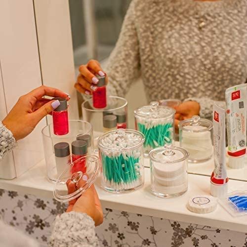 CHIFIGNO Qtip Lot De 2 Pots D'apothicaire Avec Couvercles Et Pinceaux