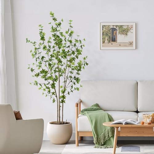 Keeplush Artificial Enkianthus Tree 6ft Tall Fake Plant with Lifelike Leaves and Trunk - Large...