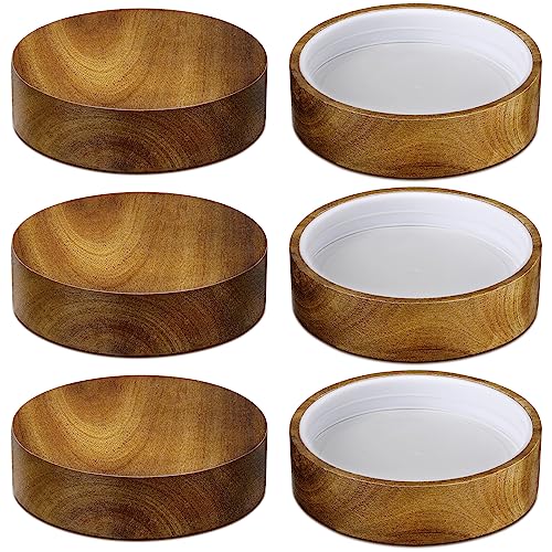 6 Pieces 3.75 Inch Wooden Mason Lid Canning Jar Lid Bottle Molded Screw Replacement Lids Wide Mouth Glass Yogurt Jar Lids for Jar Spice Cap Home Kitchen Practical Sealing Utensil Kit