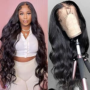 SoHygge 13×4 Lace Front Wigs 24 Inch Pre Plucked with Baby Hair 180% Density Glueless Wigs for Women HD Transparent Lace Frontal Wigs Natural Black