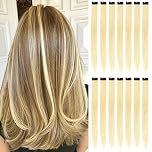 16Pcs Colored Clip in Hair Extensions, 22 Inch Colorful Highlights Hairpieces Straight & Long Heat-Resistant Synthetic Hair Accessories for Kid Girls Women Party Hair Decor (16Pcs-Blonde)