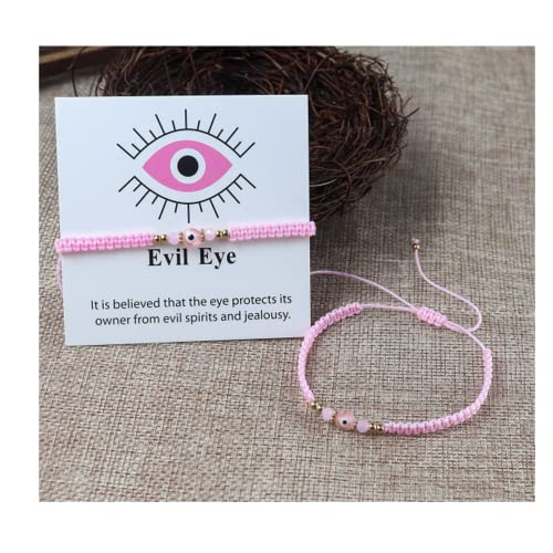 COLORFUL BLING Evil Eyes Bracelet for Female Amulet Pink Protection Bracelet Good Luck Adjustable String Bracelet Exquisite Card Packaging2