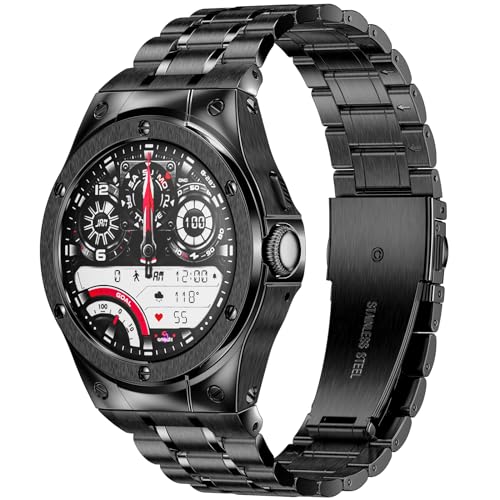 SUPLINK Stainless Steel Case and Bands Compatible with Google Pixel Watch 2 Band/Pixel Watch Band for Men, Adjustable Metal Strap Rugged Case for Pixel Watch 3 41mm, Black