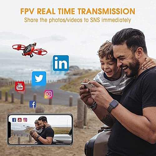4Dm3 Drone With 1080P Camera For Adults Kids,Hd Fpv Live Video Rc Quadcopter For Beginners Toys Gifts,With 2 Battery,3D Flips,Gestures Selfie, Altitude Hold, One Key Start,Trajectory,Red #TOP5