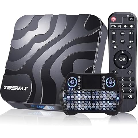 Android TV Box 2024, TV Box Android 4GB RAM 32GB ROM H618 Quad-Core CPU Android Box 6K Support 2.4/5G Dual WiFi Ethernet Bluetooth 4.0 Bundle with Mini Wireless Keyboard with Touchpad Mouse Remote Cover