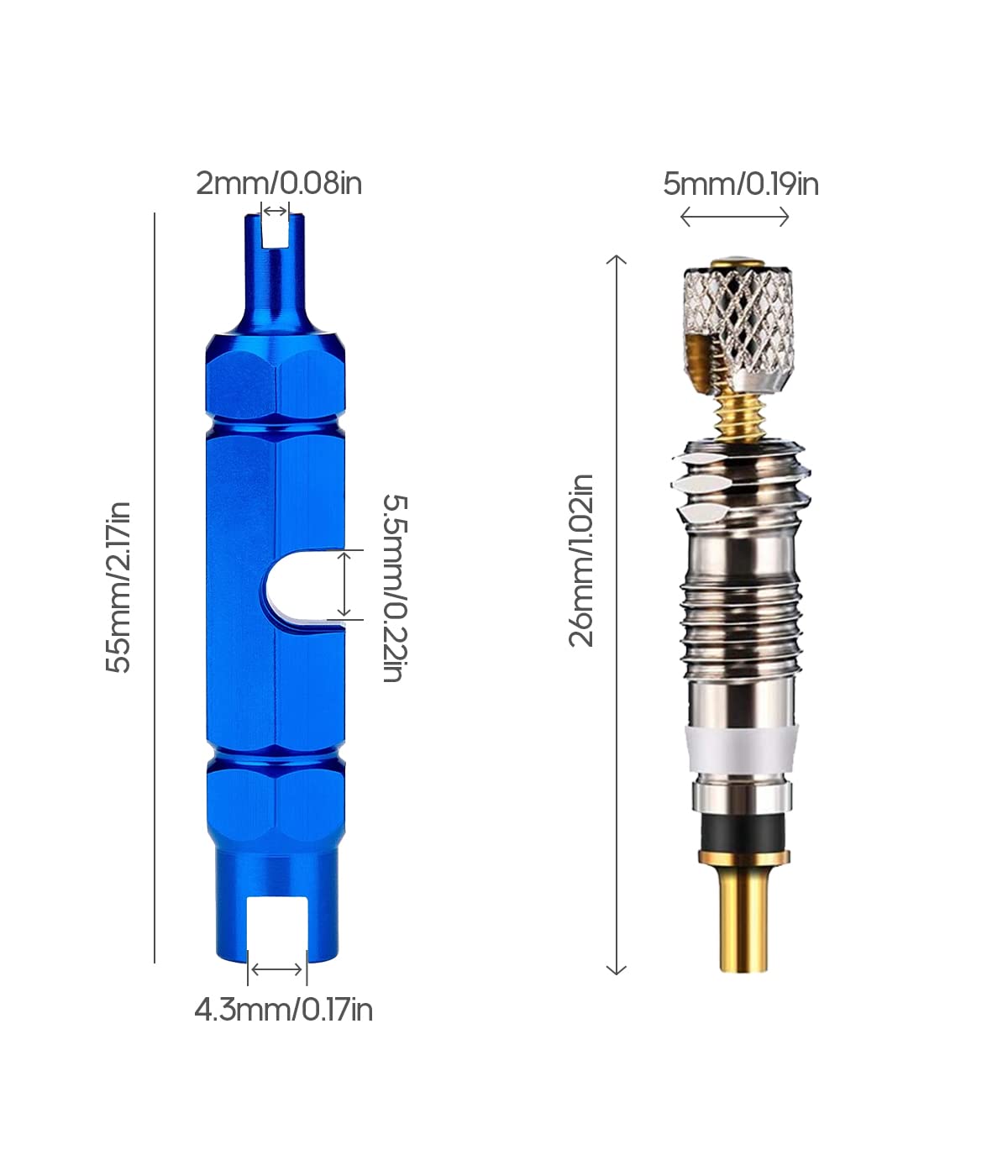 6 Pezzi Valve Core Remover Repair Tool Multifunzione Rimuovere Attrezzidel del Nucleo della Valvola di Bicicletta per Presta Schrader con Presta Corpi Valvola e Cap, per Road Bike