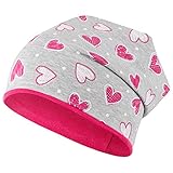 Kindermütze in beliebter Beanie-Form und Allover-Print. Doppellagig, daher ideal für kühle Frühlings- und Herbsttage, sowie milde Winter. Schützt vor Wind und Kälte. Komfortables Tragegefühl dank flacher Nähte und weichem Baumwollstoff. Leichtes Anziehen durch anschmiegsame Form.