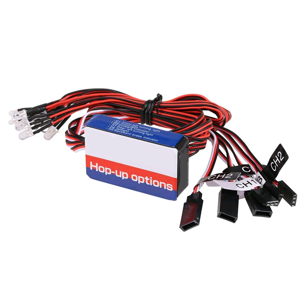 WANGCL Kit luci per Auto Rc 12 LED Kit Sistema di Illuminazione del Freno di sterzo Simulazione Intelligente Luce stroboscopica per Auto RC 1/10 RC Auto/LKW/Crawler