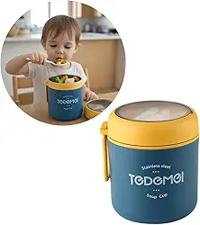 Pote Térmico Infantil em Aço Inoxidável para Bebês e Crianças, Mantém Alimentos Quentes ou Frios por Horas, Seguro com Vedação Antivazamento para Escola e Passeios (AZUL)