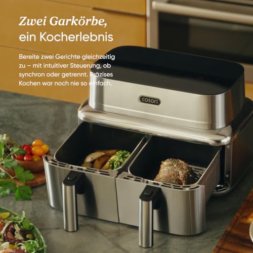 Cosori Airfryer Iconic Dual 94% Metal with Virtually Plastic-Free Design