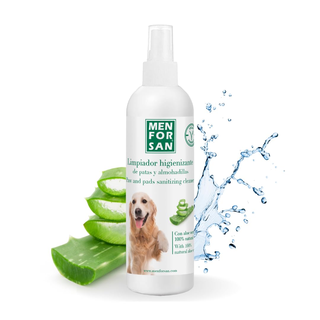 MENFORSAN Detergente per zampe e cuscinetti per cani 125 ml, Con Aloe Vera 100% naturale, prodotto vegano