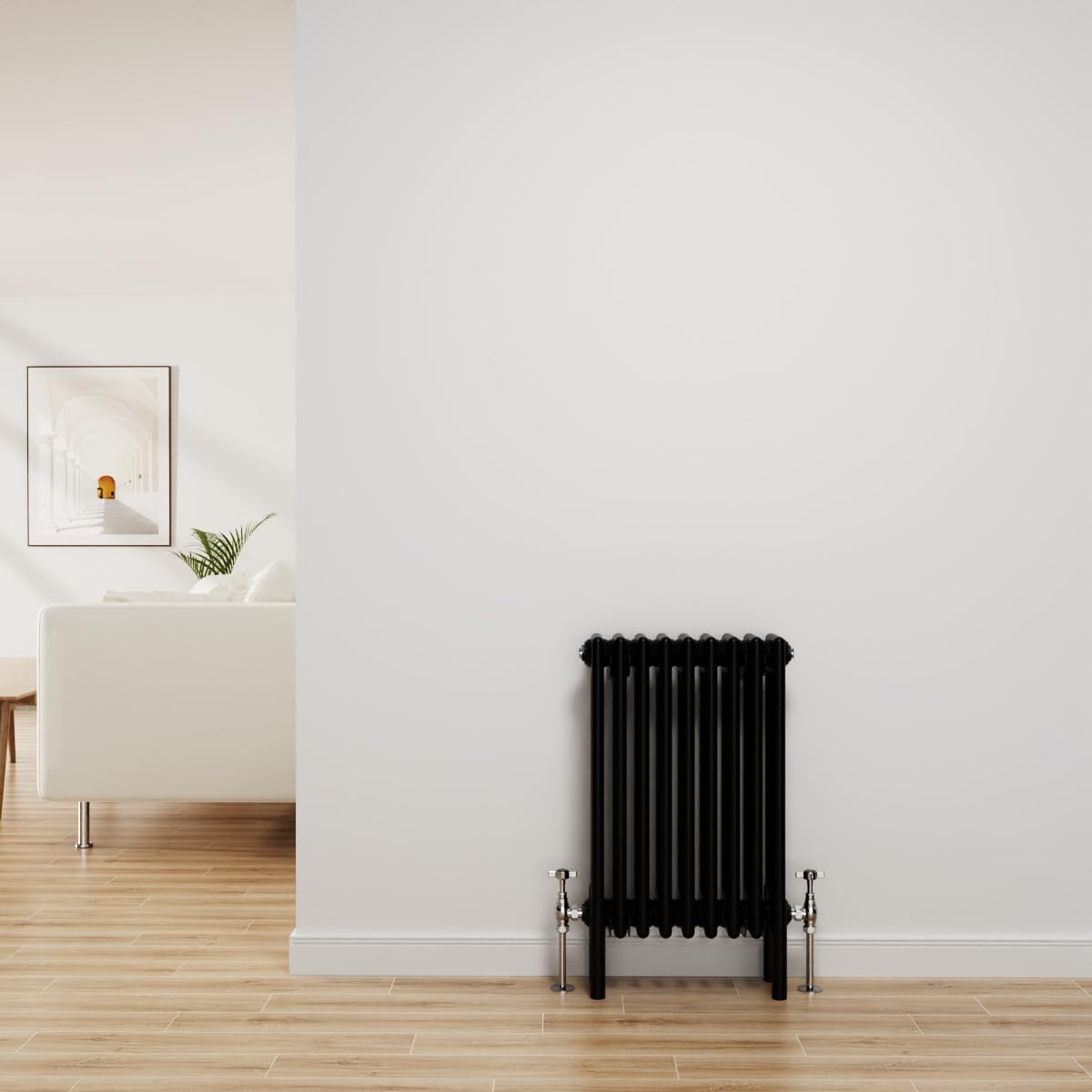 Nrg Black Traditional Radiator Cast Iron 4 Column Horizontal Central Heating Bathroom Radiators 600X425mm