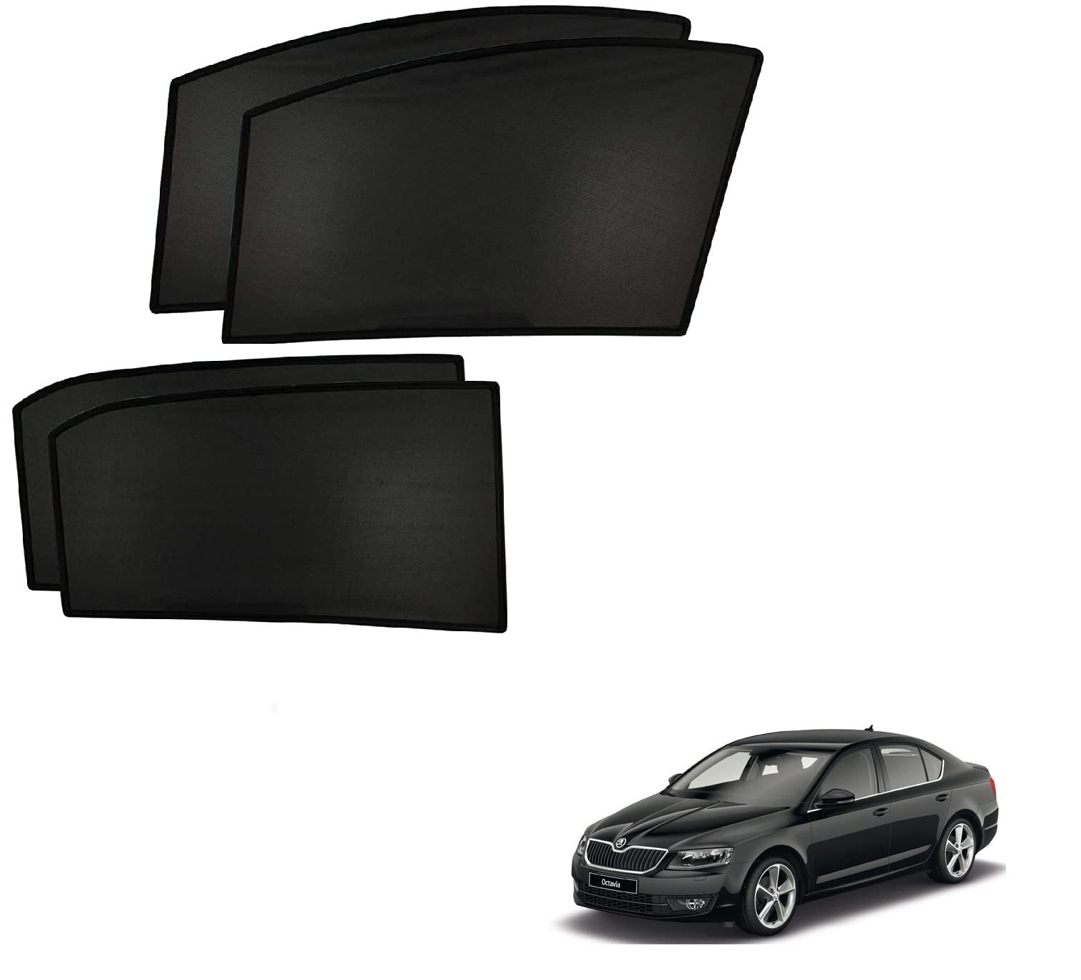 Auto Addict Fix Car Window Sunshades (Side Windows,Non Magnetic) for Skoda Octavia New(2014-Present)