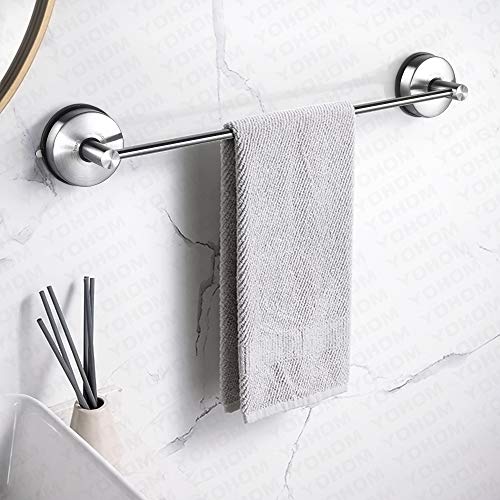 YOHOM 17-Inch Stainless Steel Vacuum Suction Cup Towel Bar Rack Rail Hanger Bathroom Shower Hand Dish Towel Washcloth Holder Organizer Wall Mounted Kitchen Storage Brushed Finish - Thumbnail 5