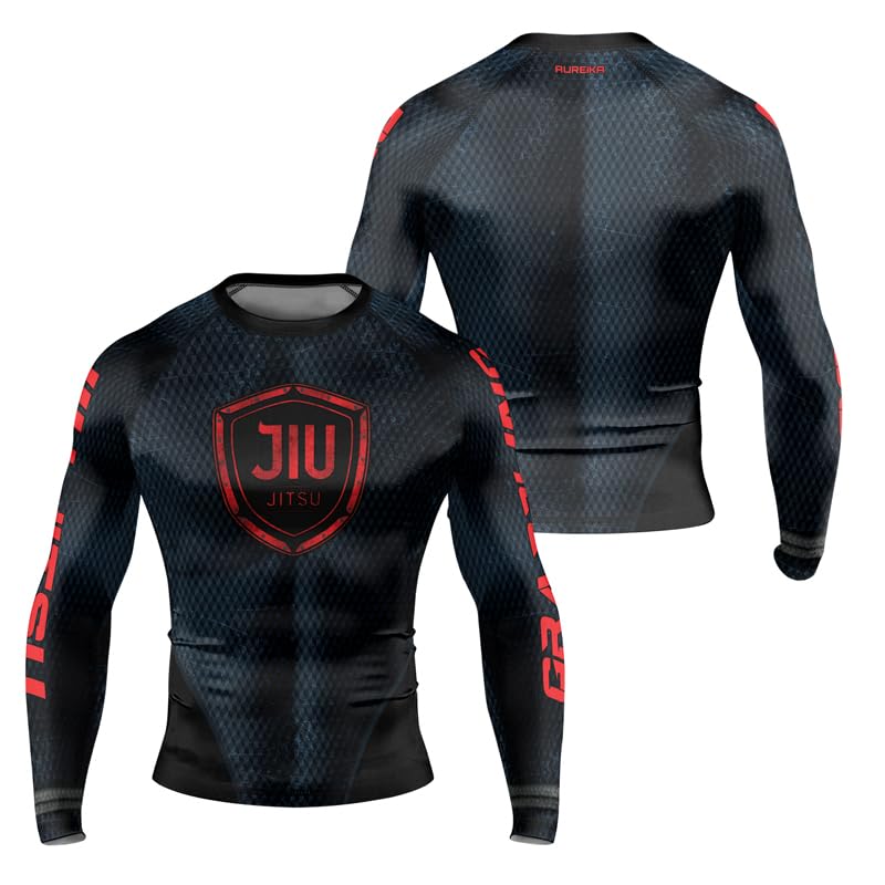 Cyber Jiu Jitsu Rashguard for Men – Long Sleeve Compression Shirt for BJJ, MMA, and No-Gi Grappling