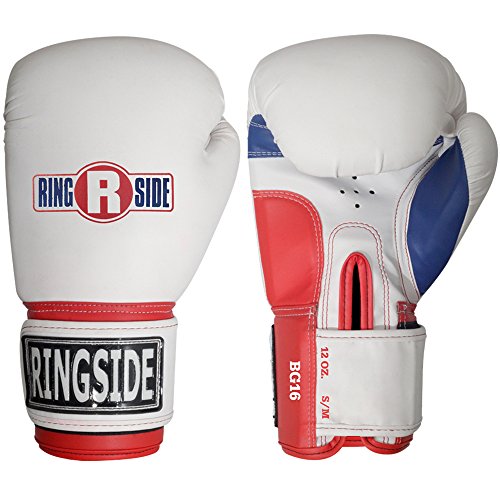 Ringside Pro Style Boxing Training Gloves Kickboxing Muay Thai Gel Sparring Punching Bag Mitts, Small/Medium, White