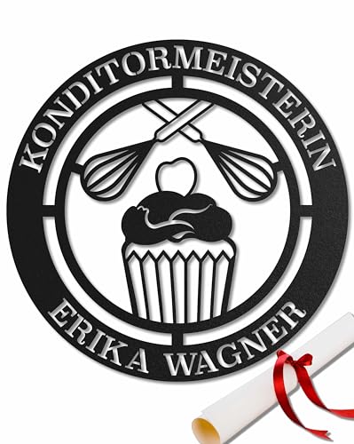 Zunftzeichen Konditor – Personalisiertes Metallschild, Kreative Wanddekoration, Symbol der Backkunst, Ideal für Konditoreien & Cafés, Maßgeschneidertes Geschenk für Patisserie-Experten