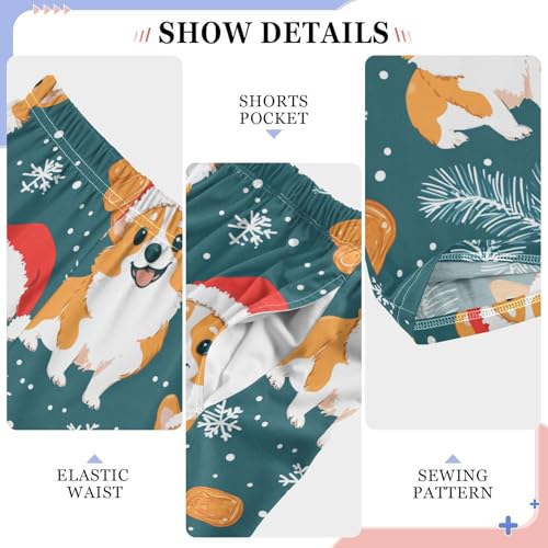 Corgis in Red Hat Boys Pants Boys Athletic Pants Long Pant for Boywith Pockets Wide-Leg Size 6-14Y4