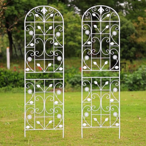 Maidapulu, Trellis for Climbing Plants Outdoor, （2 Pack 70.8x19.6-inch）, Generic Metal Garden Trellis, Rustproof, Easy Assembly,（White）