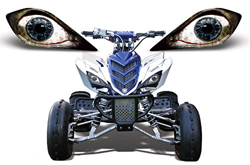 AMR Racing ATV Headlight Eye Graphics Decal Cover Compatible with Yamaha Raptor 700/250/350 - Bloodshot