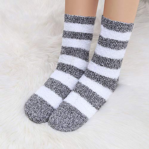 Image of Toes Home Fuzzy Socks for Women, 6 Pairs Cozy Winter Fluffy Slipper Socks