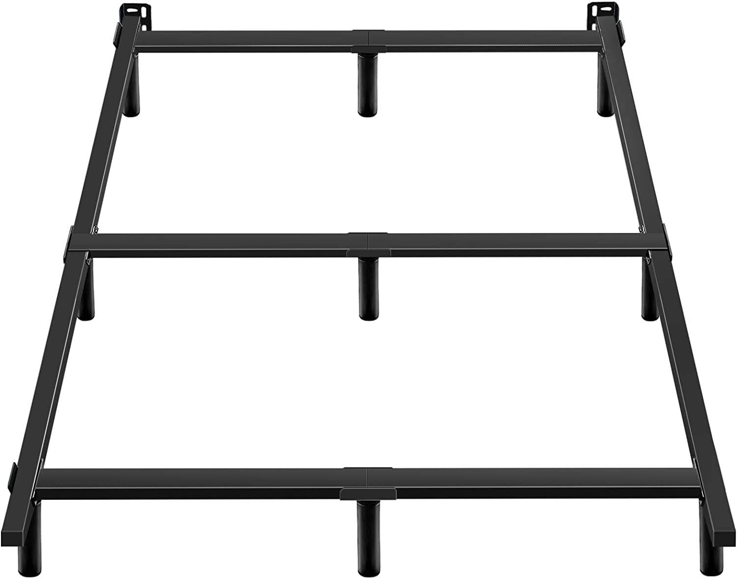 JOM Metal Bed Frame Full Size Platform Bedframe for Box Spring and Mattress Black Bed Rails Heavy Duty & JOM Full Size Bed Frame with Headboard and Storage