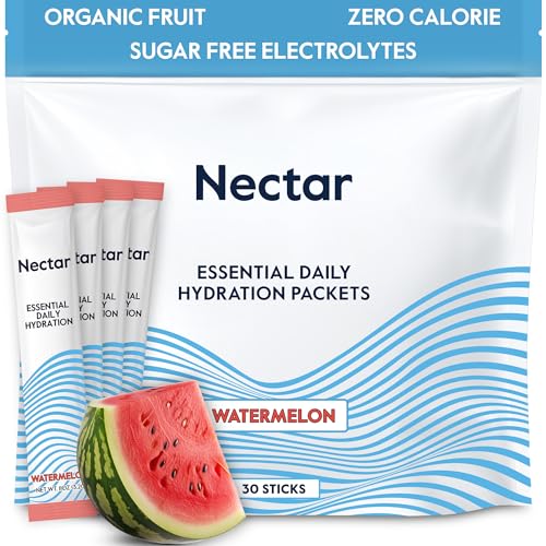 Image of Nectar Hydration Packets - Electrolytes Powder Packets - No Sugar or Calories - Organic Fruit Liquid Daily IV Electrolytes Powder for Dehydration Relief and Rehydration (Watermelon 30 Pack)