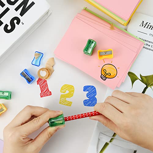 Faxco 96 Pcs Coloured Plastic Pencil Sharpener，Kids Plastic Manual Pencil Sharpener With Cap Bulk Set，Plastic Manual Pencil Sharpener，Mini Handheld Sharpener With Lid #TOP4