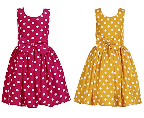 Image of Casual Frock for Baby Girls,Blue Printed and Olive Printed,Pack of 2