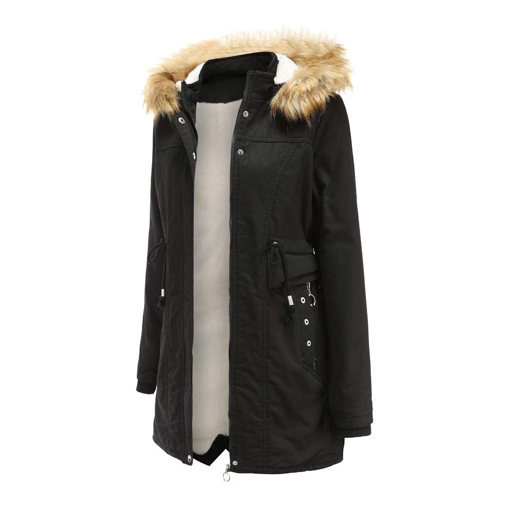 Veste d'hiver pour femme, parka d'hiver doublée en fourrure en peluche, veste en coton avec capuche et fermeture éclair pour l'hiver